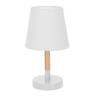 aigostar r lampara de mesa lampara de mesita de noche pequena de madera moderna lampara de noche con tulipa de tela blanca y base de metal portalamparas e14 ecologica decorativa y vintage