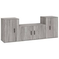 set de muebles para tv  mueble de salon  gabinete de tv 3 pzas madera contrachapada gris sonoma