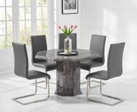 crema grey octagonal marble dining table with malaga chairs
