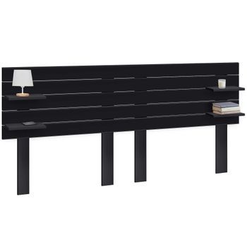 Dhome Cabecero Con Estantes De Madera Reciclada Dm Colgante Pared Estilo Palet Horizontal Con Patas Dual Dividido En 2 Piezas Cama 210/220 Vintage Nordico (290cm Dual, Negro Sólido)