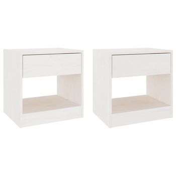 Mesitas De Noche 2 Uds Madera Maciza De Pino Blanca 40x31x40 Cm Vidaxl