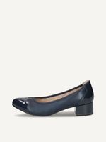 caprice pumps blue made of leather and textile with block heel size 405