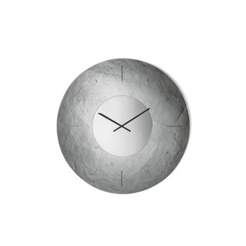 Reloj de pared plateado con espejo, Ø 120 cm