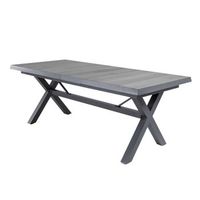 mesa extensible para 8-10 comensales fabricada en aluminio y ceramica de color antracita con tornillos de aluminio caracteristicas medidas de la mesa 162-202 x 92 x 78 cm color predominante antracita material aluminio y ceramica