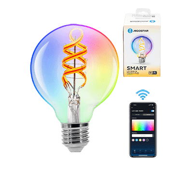 WiFi WB Bombilla de filamento inteligente G80 E27 4.9W RGBW