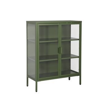 Vitrina De Acero Y Vidrio Templado De 2 Puertas, 80cm, Verde