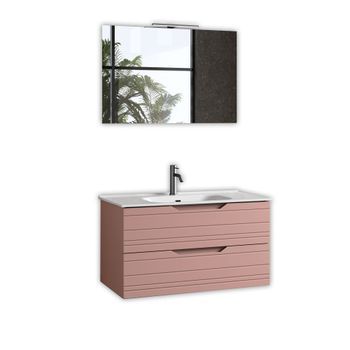 Composición Baño De 4 Piezas Solmira Rosa Empolvado En Mdf