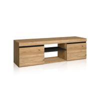 mueble tv con almacenamiento 140 cm melamina roble nude - ceniza