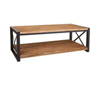 mesa de centro de metal y madera 122x60x435h cm
