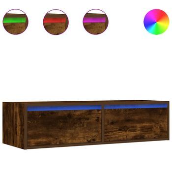 Mueble De Tv Con Luces Led Roble Ahumado 100x35,5x25 Cm Vidaxl