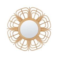 espejo de pared de ratan beige 60 cm forma de sol boho sala de estar dormitorio pasaku