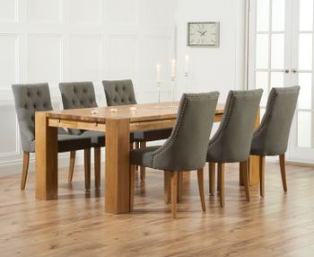 Madrid 240cm Solid Oak Dining Table with Pacific Fabric Chairs