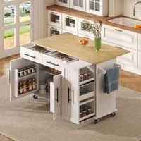 isla de cocina con extension abatible 120 cm ruedas y almacenaje