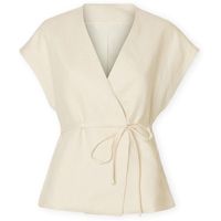 selected blusa w top lia linen - birch para mujer