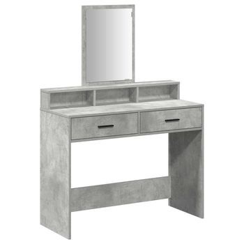 Mesa Tocador | Mesa De Maquillaje Con Cajón Gris Concreto 100 X 41 X 140 Cm