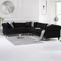 limoges medium black velvet corner sofa