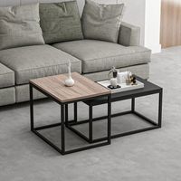 set de 2 mesas de centro nido aabenraa metalaglomerado roble  negro mate encasa