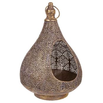 Portavelas de metal  dorado 25x25x38h cm