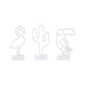 Conjunto De 3 Letreros Led De Neón Azul Verde Rosa Pvc Luces Pilas Accesorio Mabel