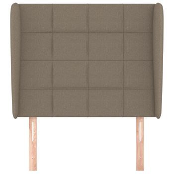 Cabecero Cama Mueble De Dormitorio Con Orejas De Tela 83 X 23 X 118/128 Cm Gris Topo M02_0003474