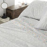 juego de sabanas 50 algodon 50 poliester diseno florecillas silvestres 105 x 190200 cm - gris - burrito blanco