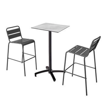 Mesa Alta Inclinable De Mártaupe Y 2 Sillas Altas Grises, Opéra - Oviala
