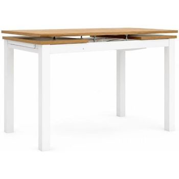 Dupi Mesa Cocina Extensible Agora | Extesión Lateral De 20cm Para Cada Ala | 100/140x60x76 Cm | Tablero Mdf 18 Mm | Patas Cuadradas | Blanco/taupe
