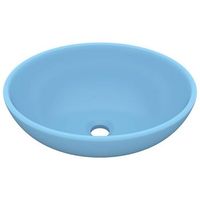 lavabo de lujo ovalado ceramica azul claro mate 40x33 cm vidaxl
