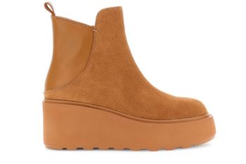 botines de ante y piel cognac