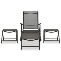 conjunto de muebles de jardin 3 uds  mesa y sillas textilene aluminio negro