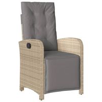 sillon reclinable de jardin  silla de jardin  silla de exterior con reposapies ratan pe beige mixto