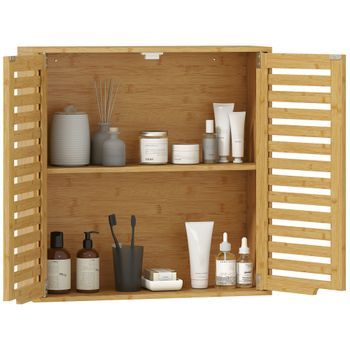 Mueble De Baño Suspendido De Bambú – 60 X 20 X 60 Cm – Color Madera