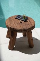 mesa auxiliar de madera de teca marron 50x50x40cm
