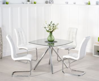 Elva 100cm Glass Dining Table with Lorin Chairs