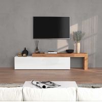 mueble tv extensible 1 puerta 190350 cm efecto madera blanco  roble