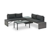 vidaxl set de salon para jardin 3 pzs y cojines ratan sintetico gris