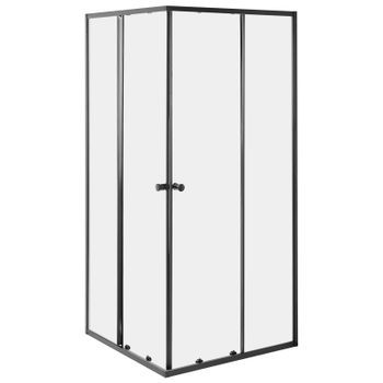 Cabina De Ducha Cuadrada De Vidrio Templado Con Puerta 90 X 90 X 190 Cm Negro Huapi