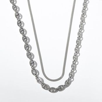 Juego de joyas con dos cadenas de acero inoxidable
