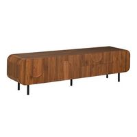 mueble de tv nogal de 180 cm 3 puertas 2 cajones y relieves arqueados