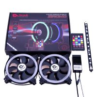 talius siroko kit 2 ventiladores 120mm doble aro rgb  tira led  control remoto