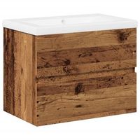 mueble con lavabo integrado madera envejecida 61x395x49 cm