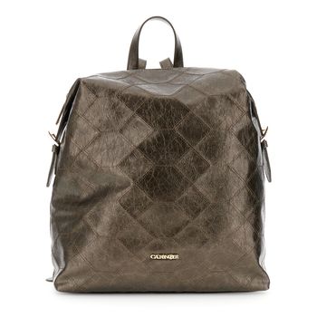 mochila con efecto piel metalizada bronze