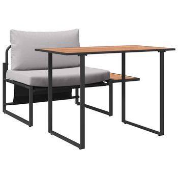 Asientos De Acero Para Exteriores 2 Piezas | Mueble De Jardín Gris Claro Acero