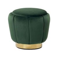puf tapizado en terciopelo verde con base dorada o 43 x 37 cm reposapies glamour irving