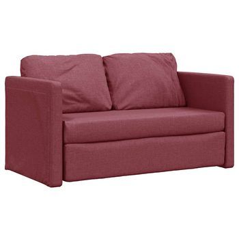 Sofá Cama | Sofá Convertible De Suelo 2 En 1 Tela Rojo Tinto 112x174x55 Cm
