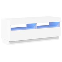 mueble tv  mueble de salon  armario tv con luces led blanco brillante 100x35x40 cm