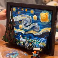 bloques de construccion 3d de la noche estrellada de van gogh rompecabezas de pintura al oleo diy modelo artistico decoracion de escritorio adorno regalo de cumpleanos o festividades
