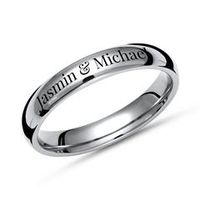 anillo titanio brillante grabado laser 4 mm