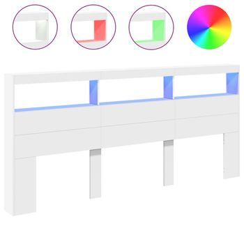 Cabecero De Cama Con Led Blanco 220x17x102 Cm Vidaxl
