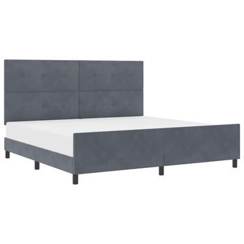 Cama Matrimonial | Cama Para Adulto | Cama Tipo Box Spring Gris Oscuro 200 X 200 Cm Terciopelo